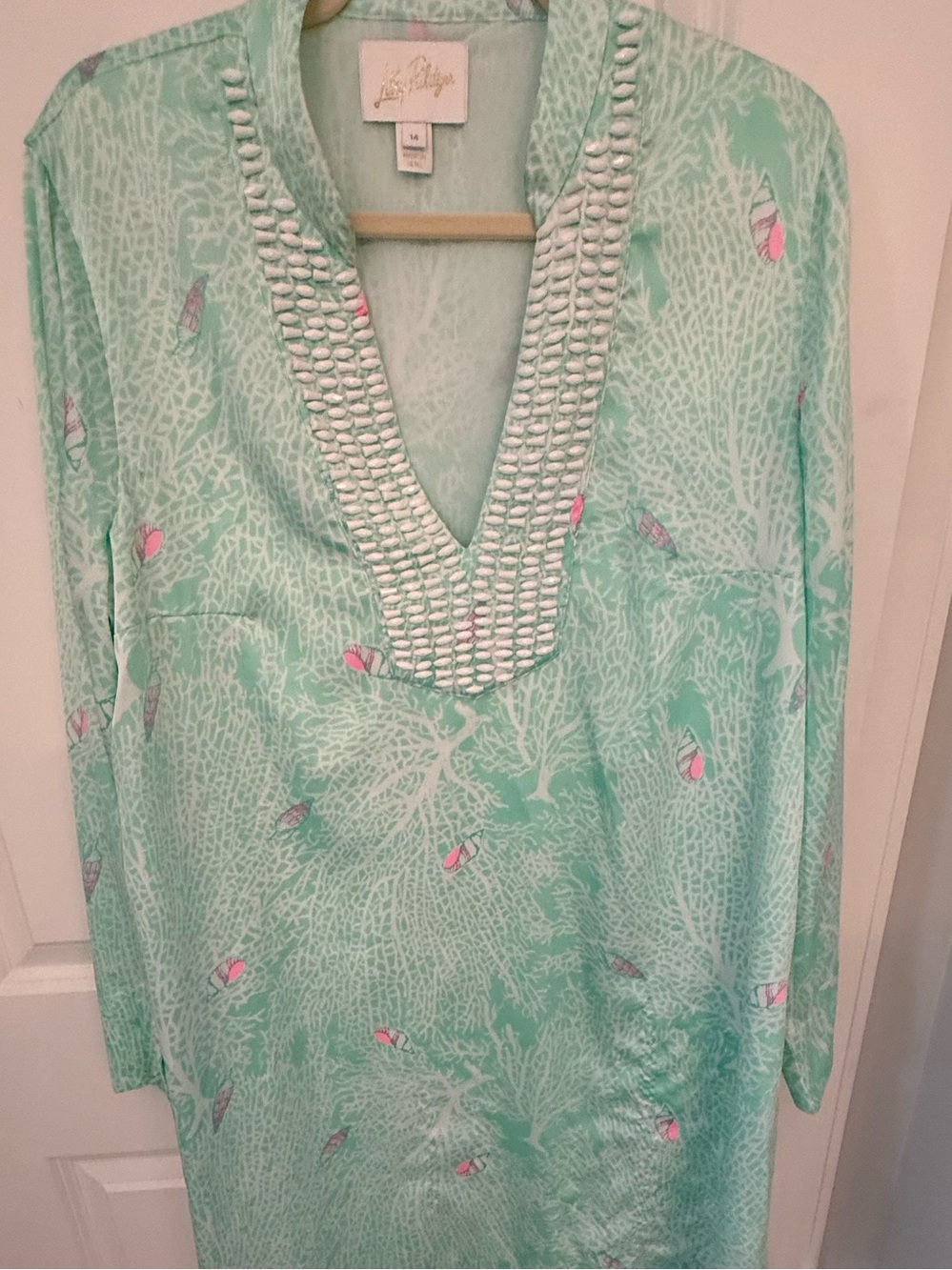 Lilly Pulitzer Seafoam Green Dress with White Shell Accents